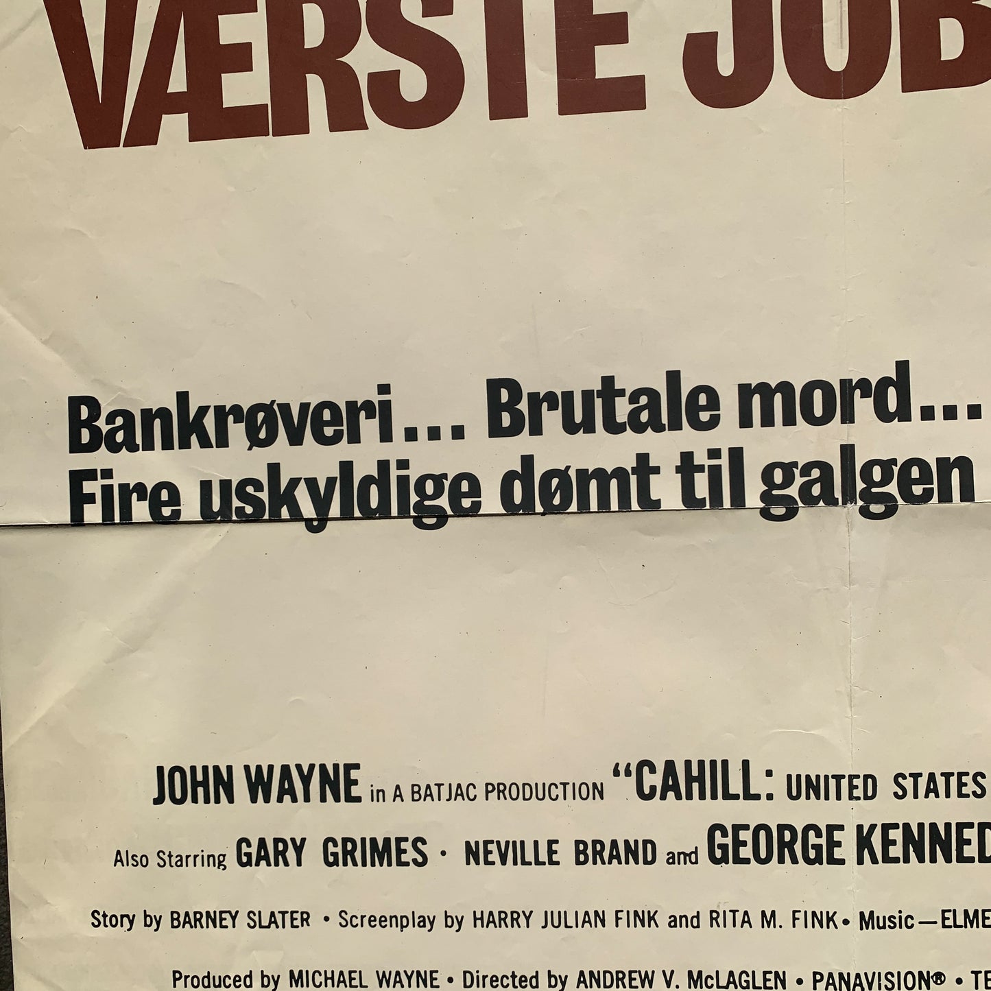 Original dansk Sheriffens værste job John Wayne film plakat fra 1973