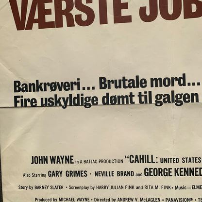 Original dansk Sheriffens værste job John Wayne film plakat fra 1973