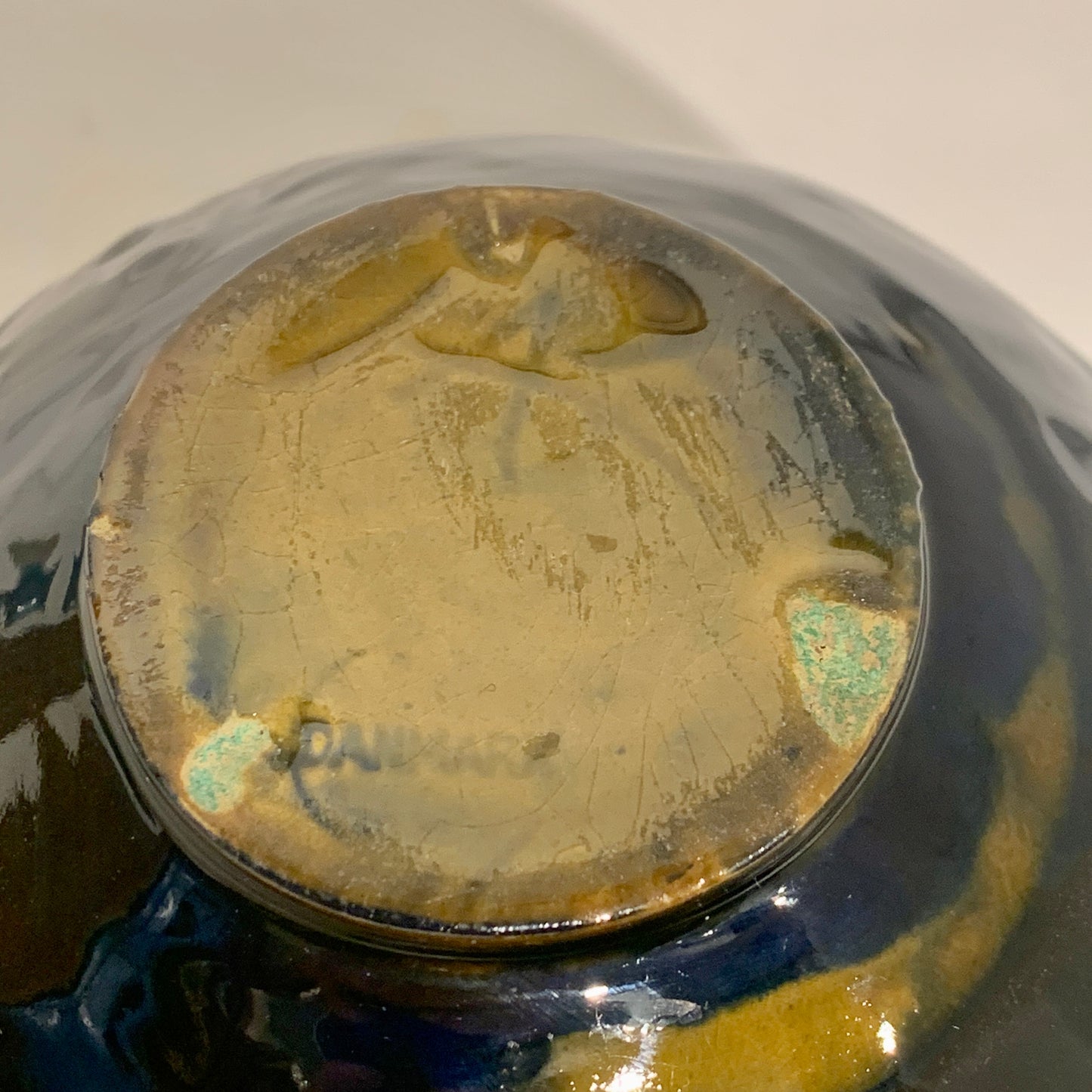 Older Kähler vase, navy blue/brown glaze.