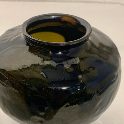 Older Kähler vase, navy blue/brown glaze.