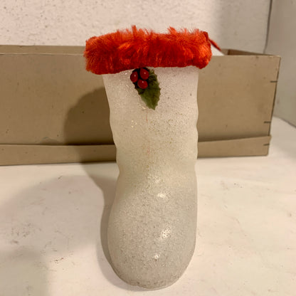 Gammelt julepynt, jule slikstøvler fra 1960érne