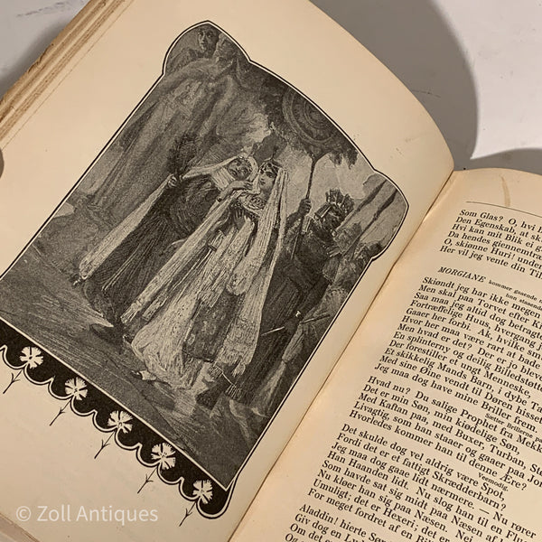 Aladdin, gammel læder indbundet bog af Oehlenschläger