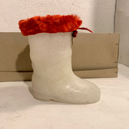 Gammelt julepynt, jule slikstøvler fra 1960érne