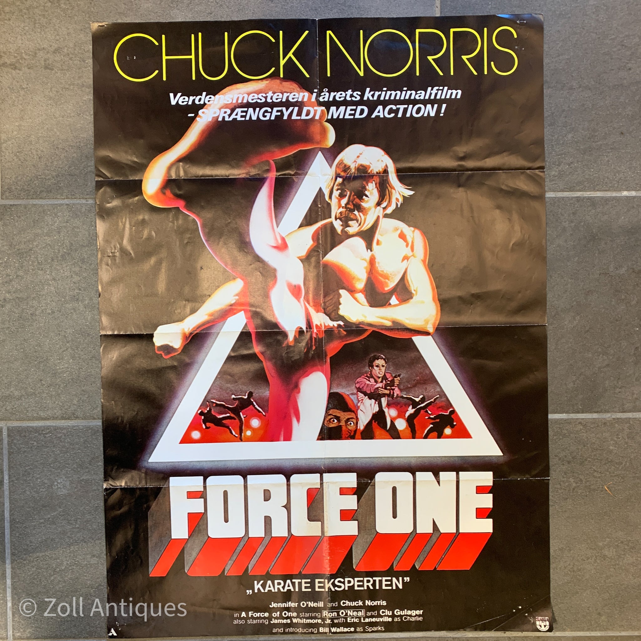 Original dansk Chuck Norris Force One film plakat