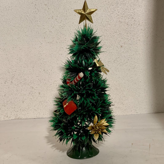 Gammelt julepynt, vintage plastik juletræ, midt 1900 tallet