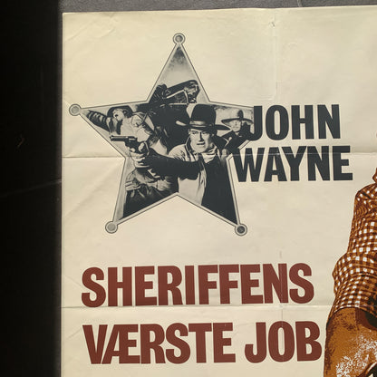 Original dansk Sheriffens værste job John Wayne film plakat fra 1973