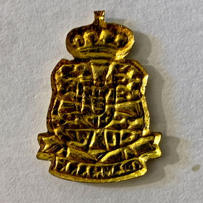 5 stk. vintage dansk våbenskjold i bemalet messing
