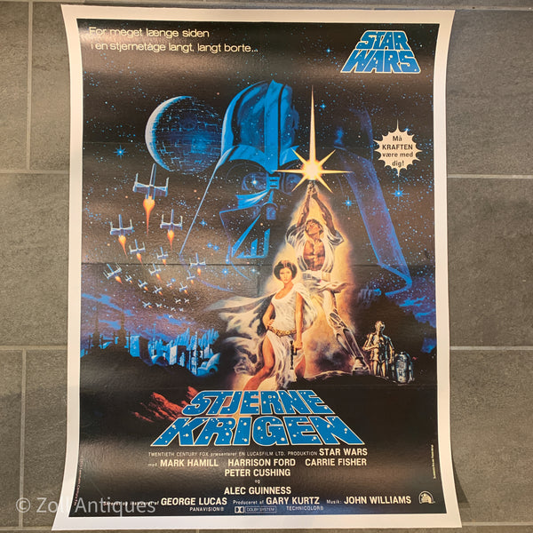 Original Stjernekrigen (Star Wars) 1977 dansk premiere film plakat