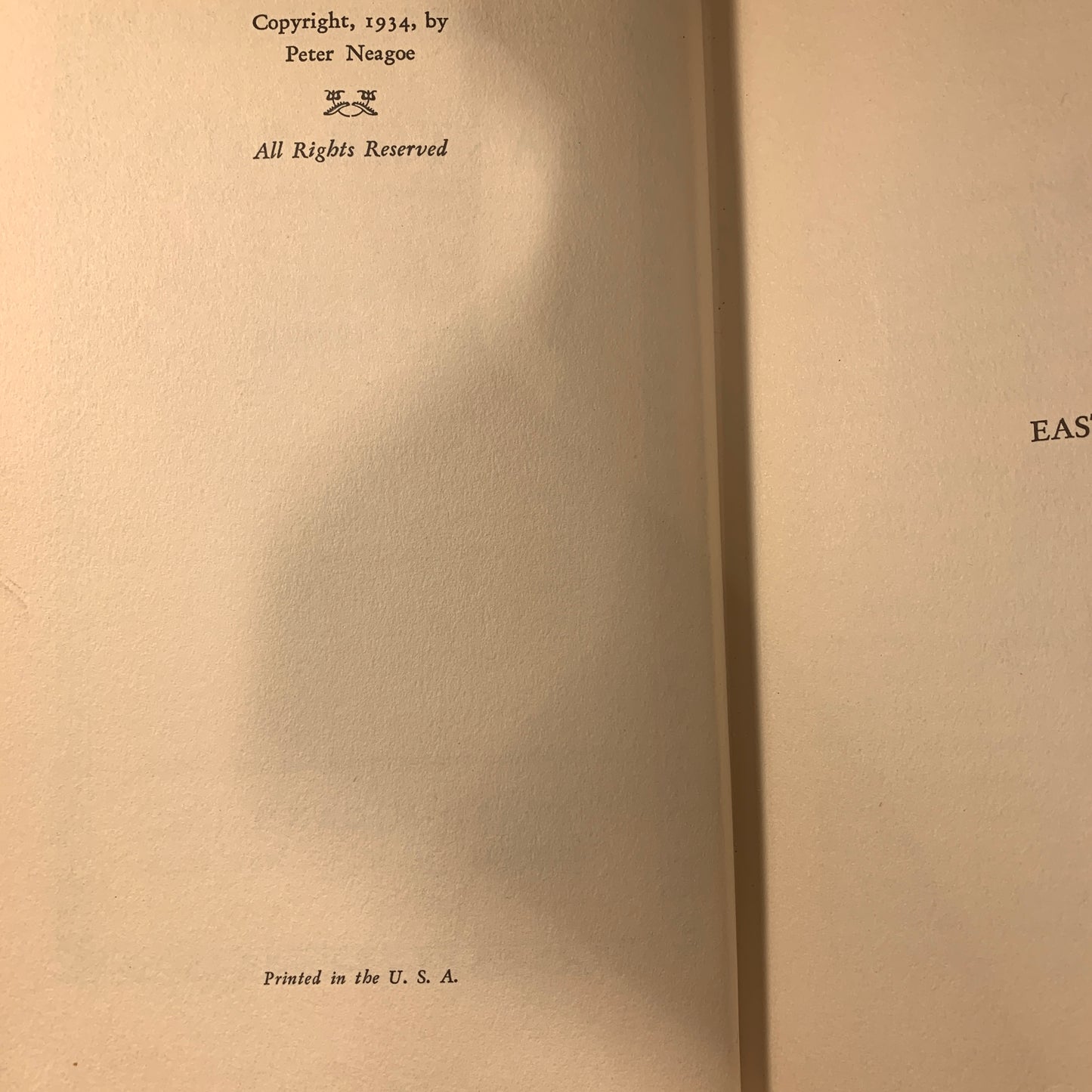 Peter Neagoe, Easter Sun, 1934, 1.Udgave, 1.Oplag. Ældre Amerikansk bog