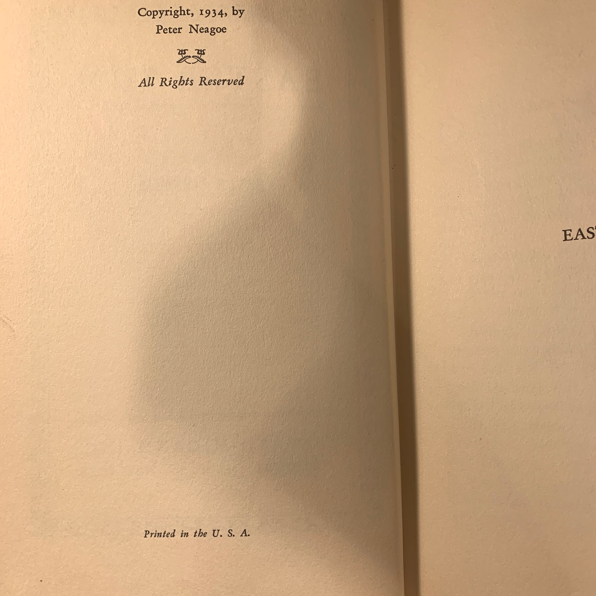 Peter Neagoe, Easter Sun, 1934, 1.Udgave, 1.Oplag. Ældre Amerikansk bog