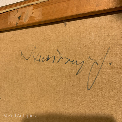 Villy Stenstrup Jensen (f.1919-1995) kubistisk oliemaleri på lærred.