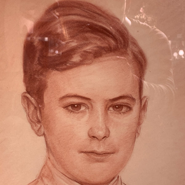 Otto Neumann (f.1888-1944) original portræt rød kridt tegning.