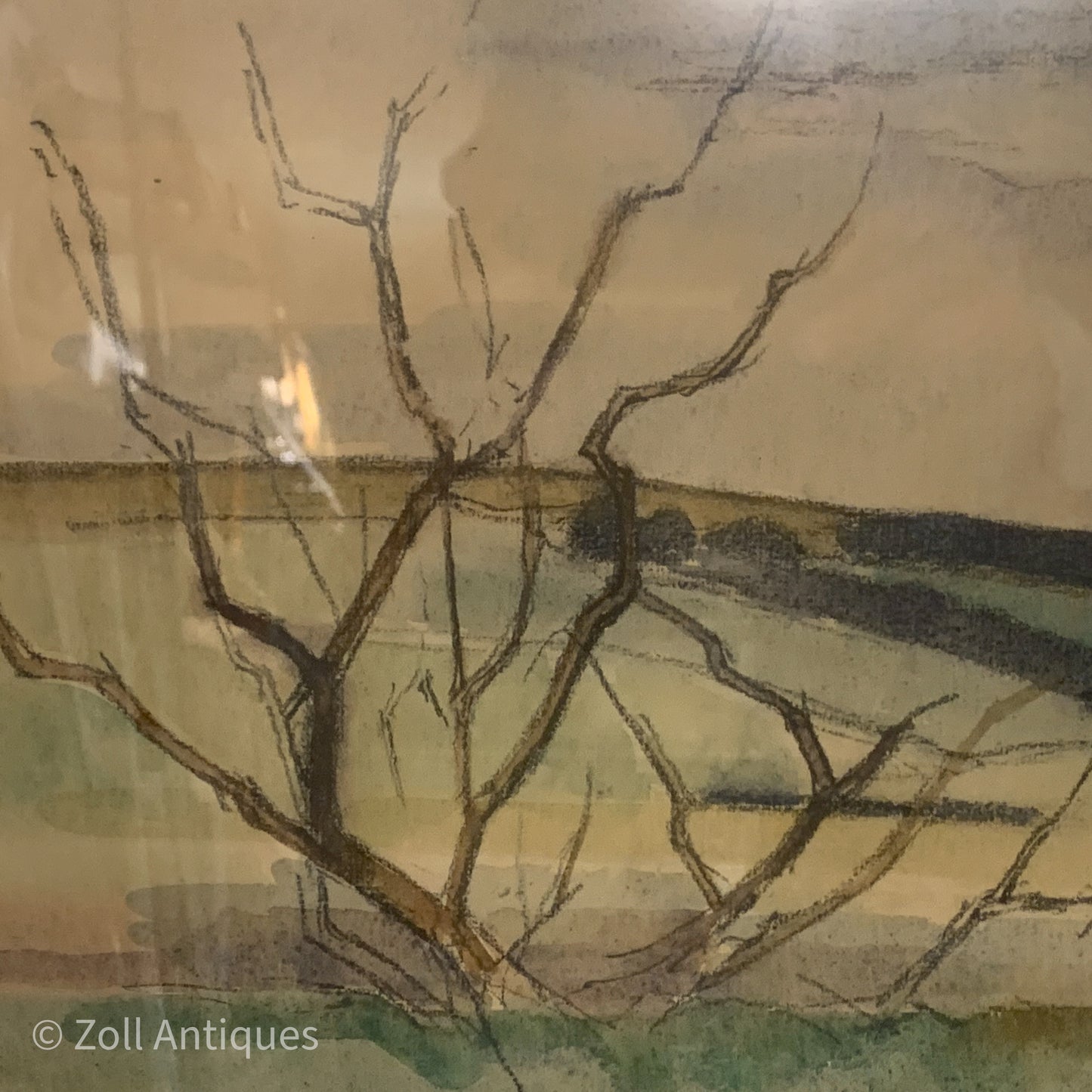 Johannes Bæch (f.1920-2002) akvarel fra 1965