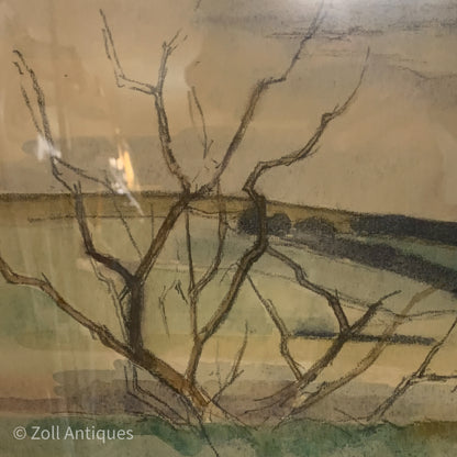 Johannes Bæch (f.1920-2002) akvarel fra 1965