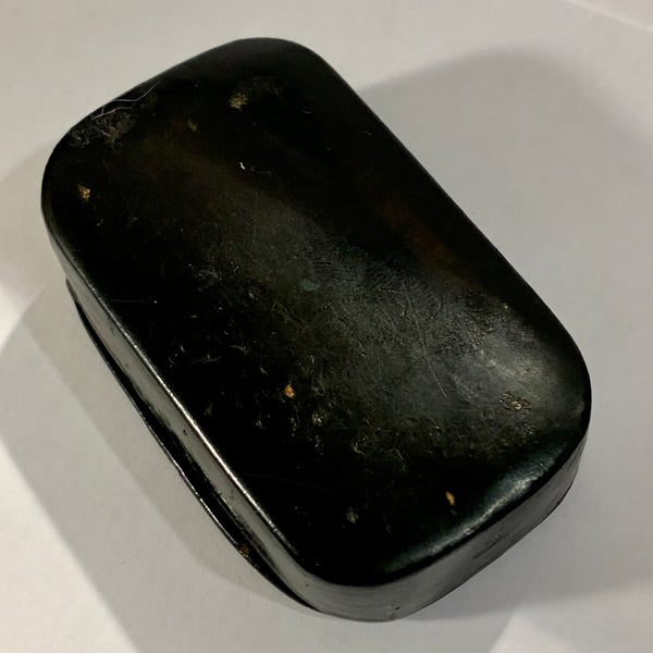 Viktoriansk sortlakeret pille æske, fra 1800 tallet.