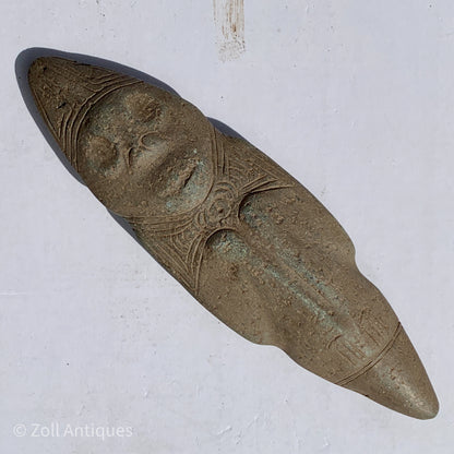 Præcolumbiansk oldsag. Ceremoniel økse i sten. Taino stammen. År 450-1100