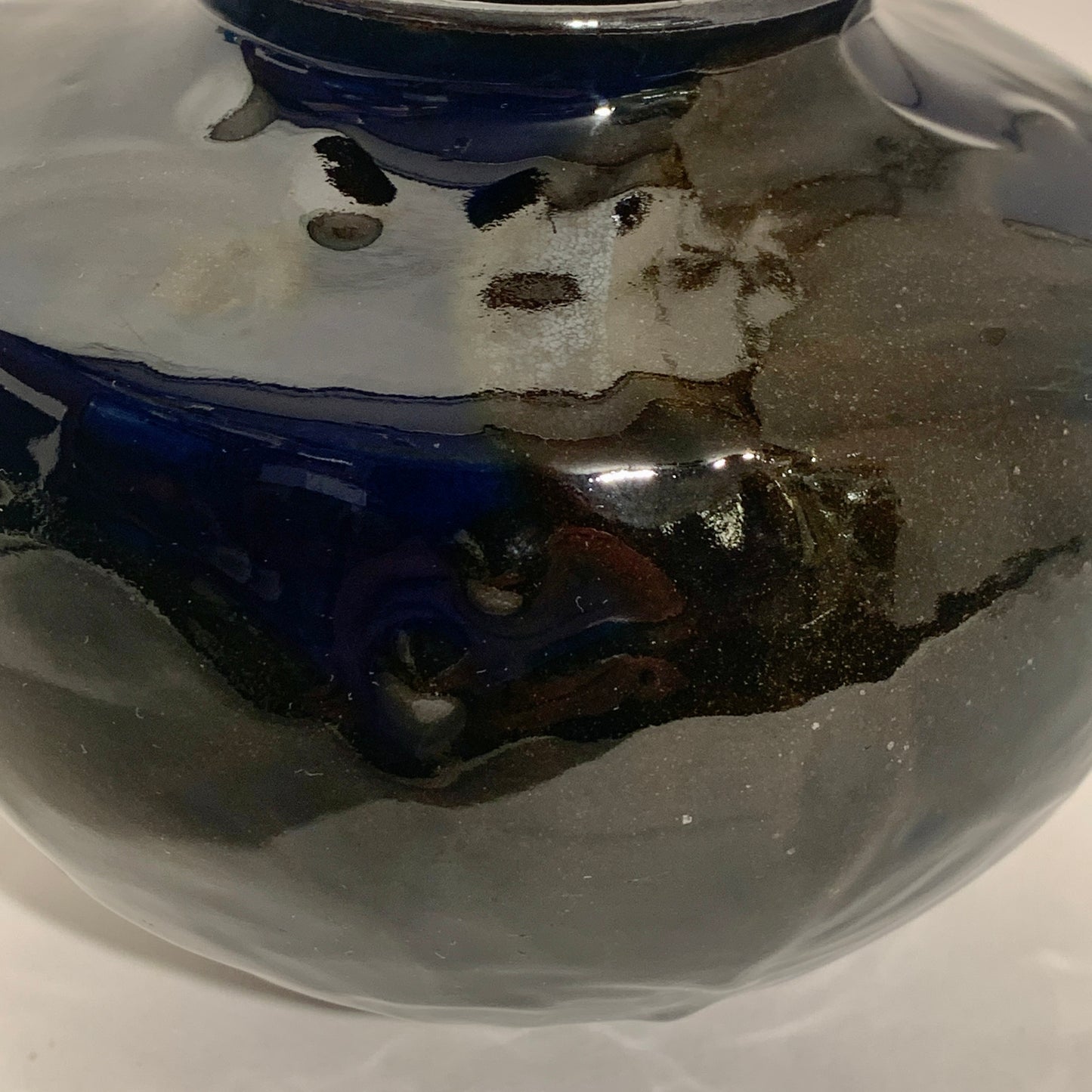 Older Kähler vase, navy blue/brown glaze.