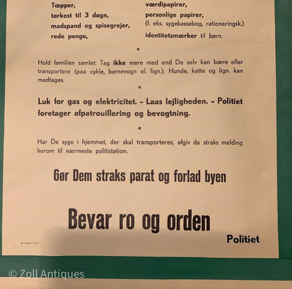 Vintage Politi evakuerings plakat