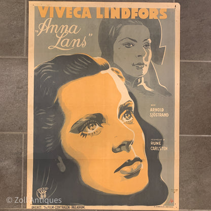 Original Danish Anna Lans movie poster, from 1943.