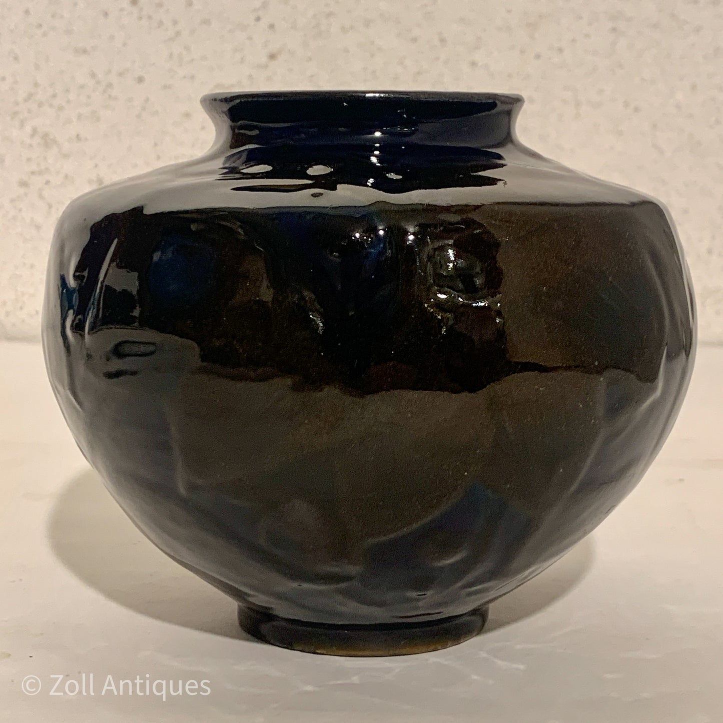 Older Kähler vase, navy blue/brown glaze.