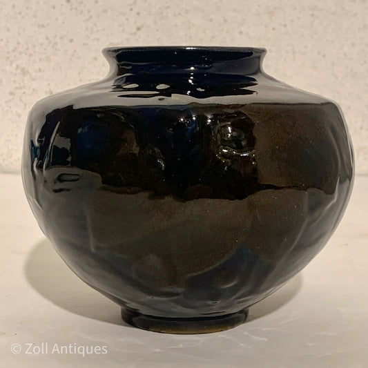 Older Kähler vase, navy blue/brown glaze.