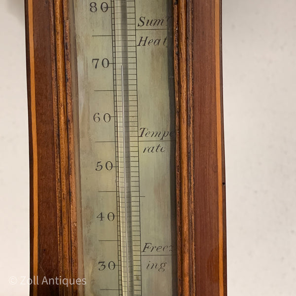 Antik irsk banjo maghoni barometer med thermometer, fra start 1800 tallet