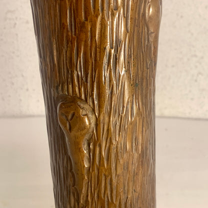 Antik bronze blomstervase, iform af træstamme, fra start 1900 tallet