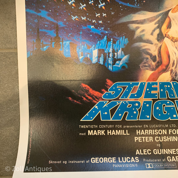 Original Stjernekrigen (Star Wars) 1977 dansk premiere film plakat