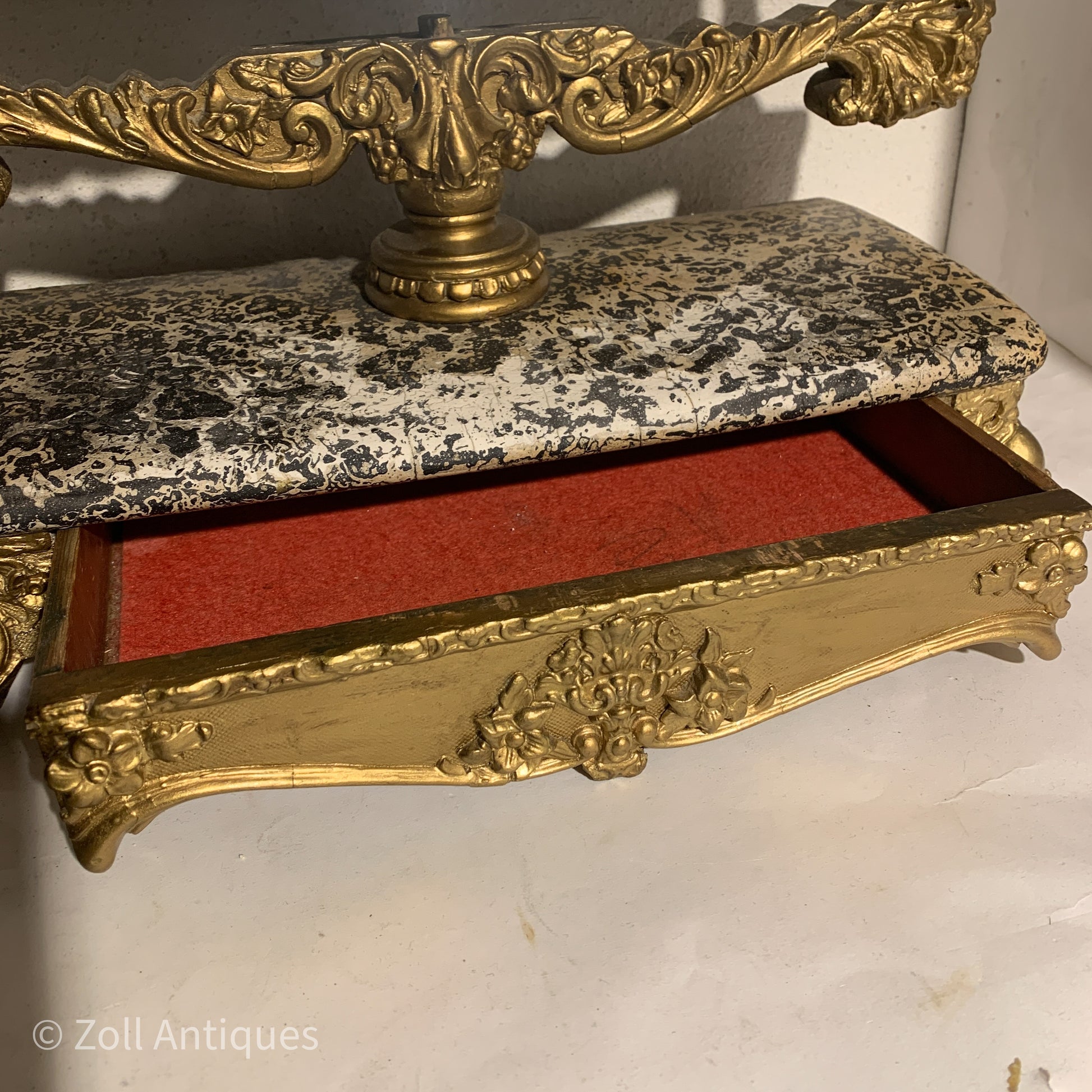 Antik forgyldt facetslebet bordspejl