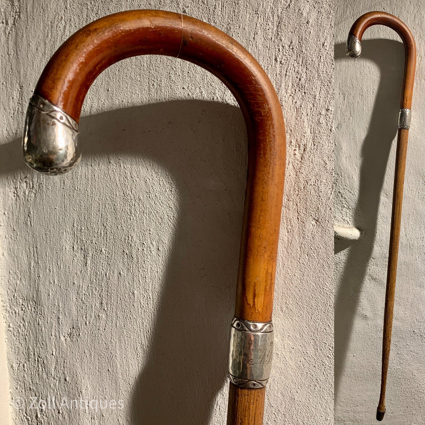 Kaj Georg Lendahi (1922 - 1967) antique silver &amp; manila cane