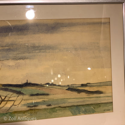 Johannes Bæch (f.1920-2002) akvarel fra 1965